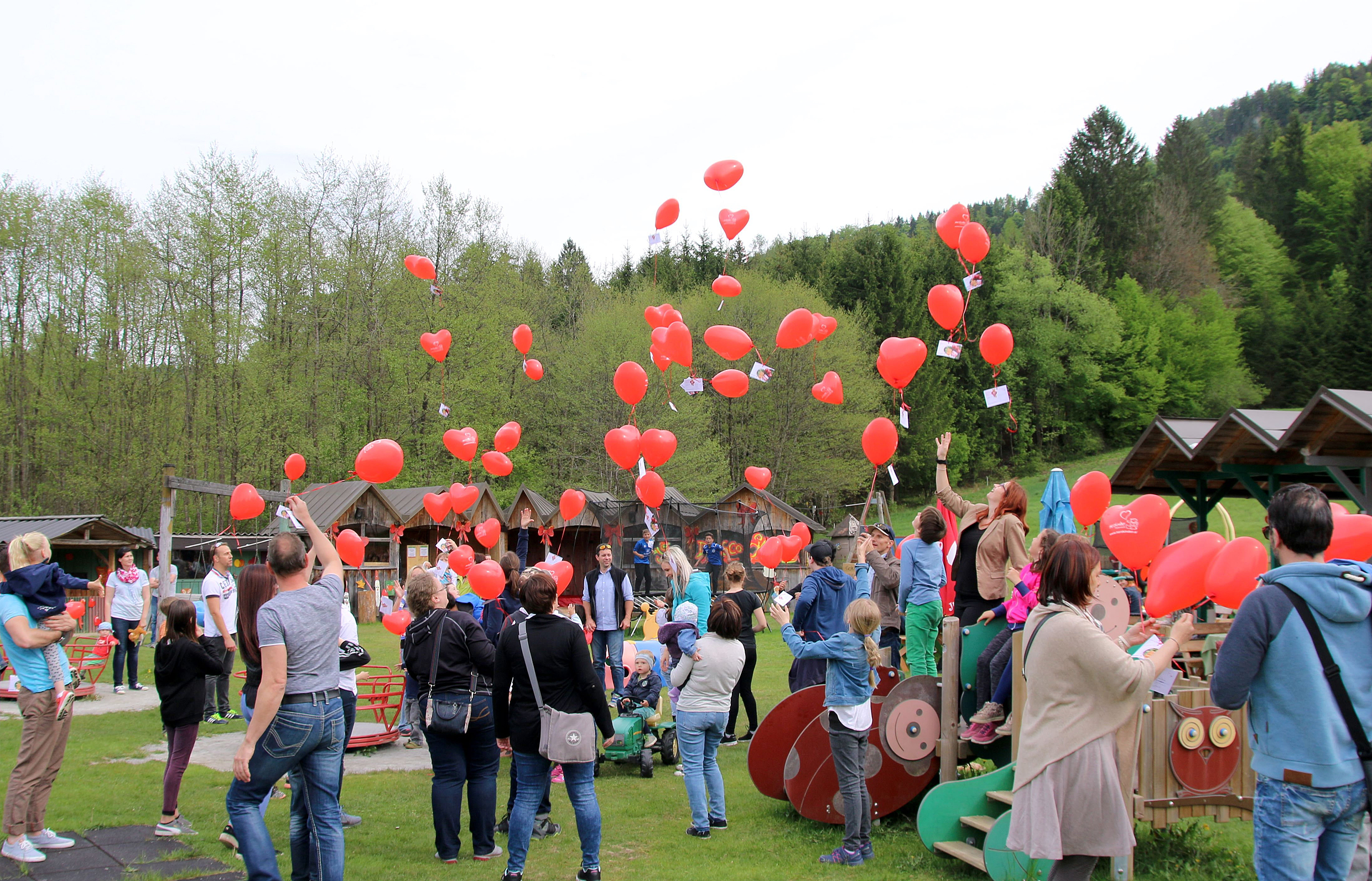 Premiere feierte der 1. Österreichische Luftballonstart von Herzkinder Österreich. Exakt um 16 Uhr war Startschuss an sieben verschiedenen Veranstaltungsorten in Österreich. Foto: Roland Simcic (frei)