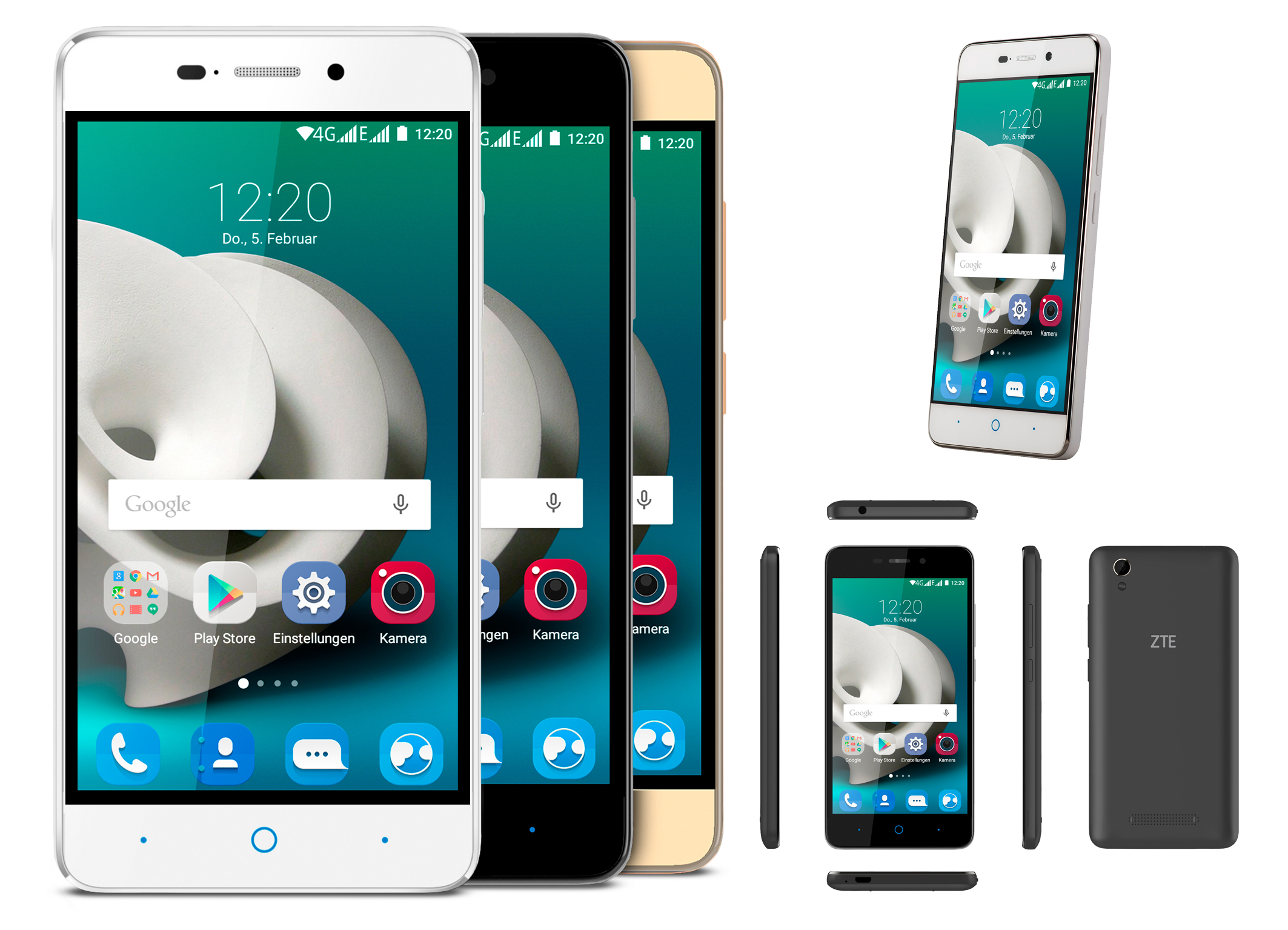 Das ZTE Blade A452 ist in den Farben Schwarz, Weiß und Gold erhältlich. Foto: ZTE (frei)