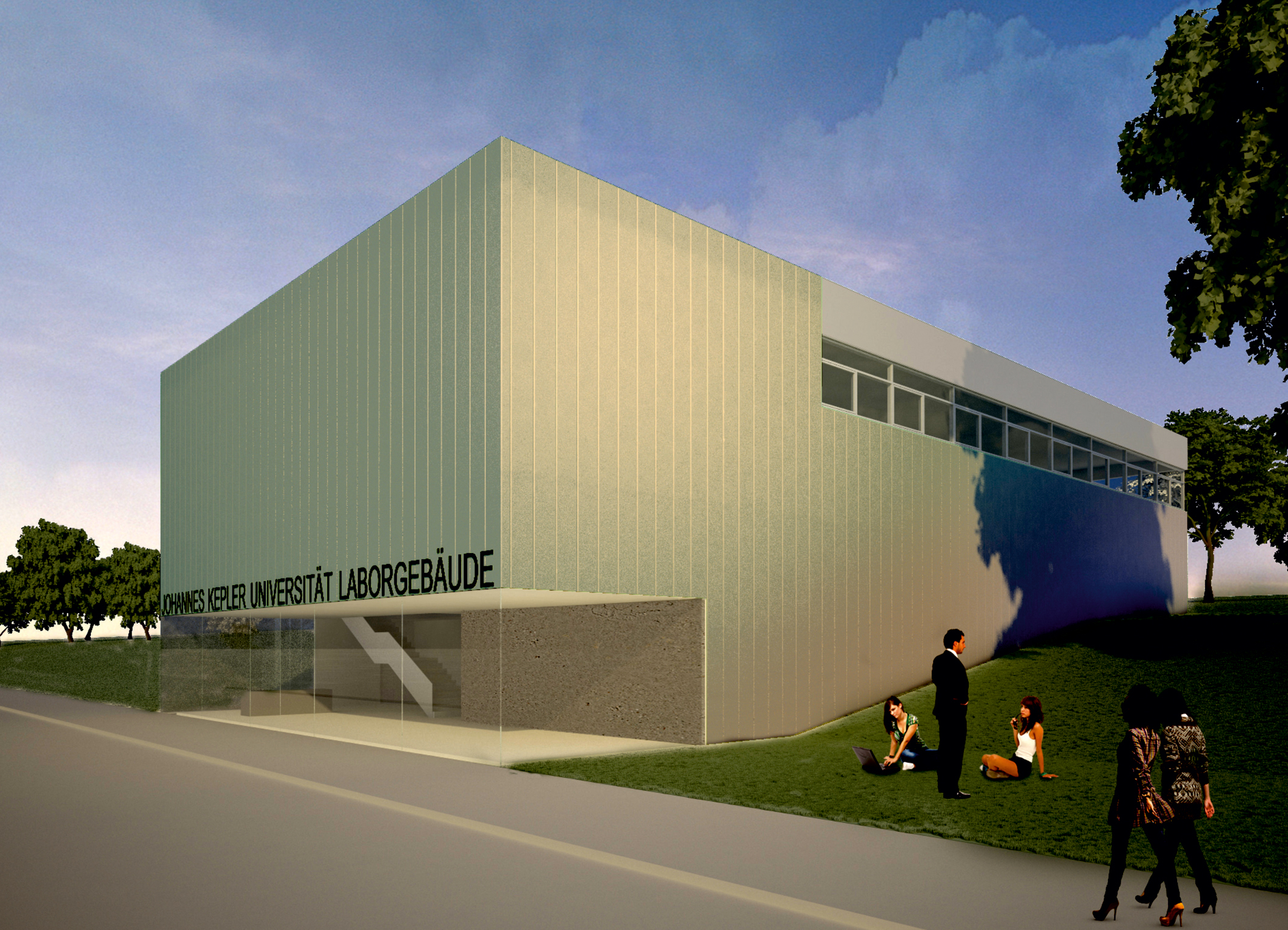 4,3 Millionen Euro werden in das zweistöckige Laborgebäude investiert. Im Herbst 2015 soll das Technikum der Johannes Kepler Universität fertiggestellt sein. Bild: ARCHITEKTUR WEISMANN + ZIVILTECHNIKER GESELLSCHAFT MBH (frei)